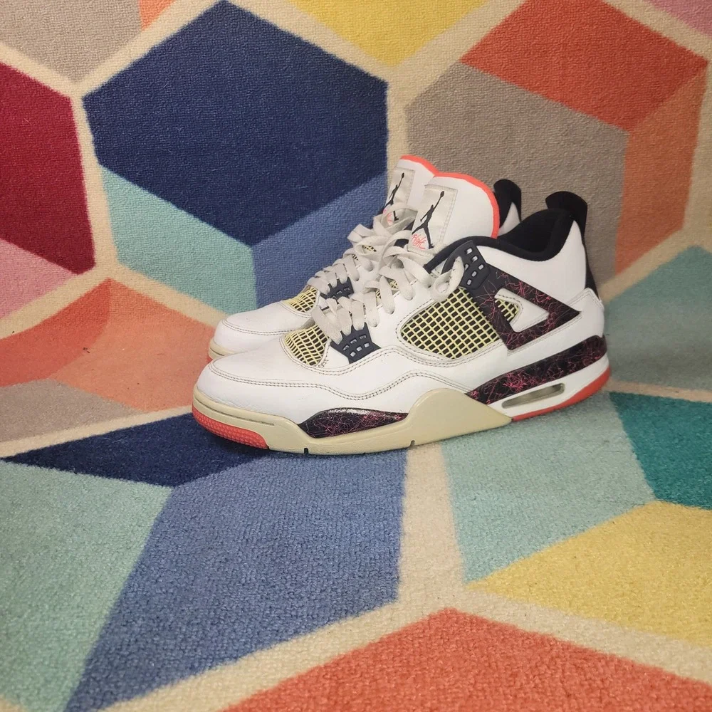Air Jordan 4 Retro Flight Nostalgia White Bright Crimson 308497-116 Mens 12